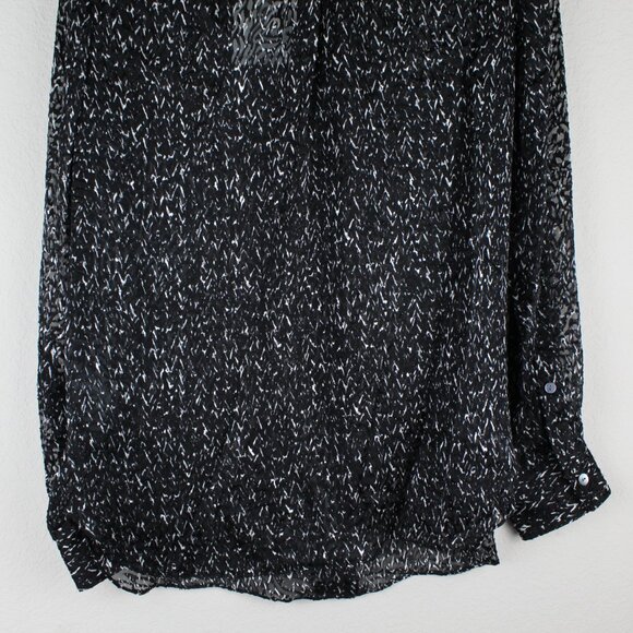 NWT Theory Chevron Burnout Button Silk Viscose Sheer Blouse Top - Picture 16 of 16